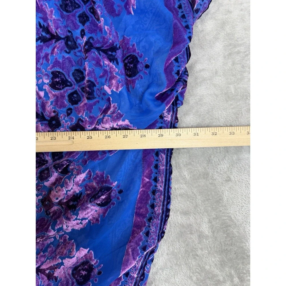Free People All Tied Up Blue Purple Burnout Velvet Kimono Open Front One Size